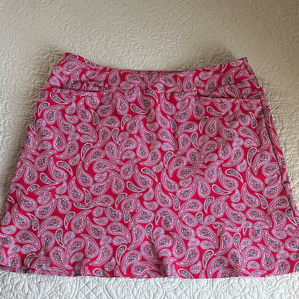 Vibrant Red and Pink Paisley Golf Skirt
